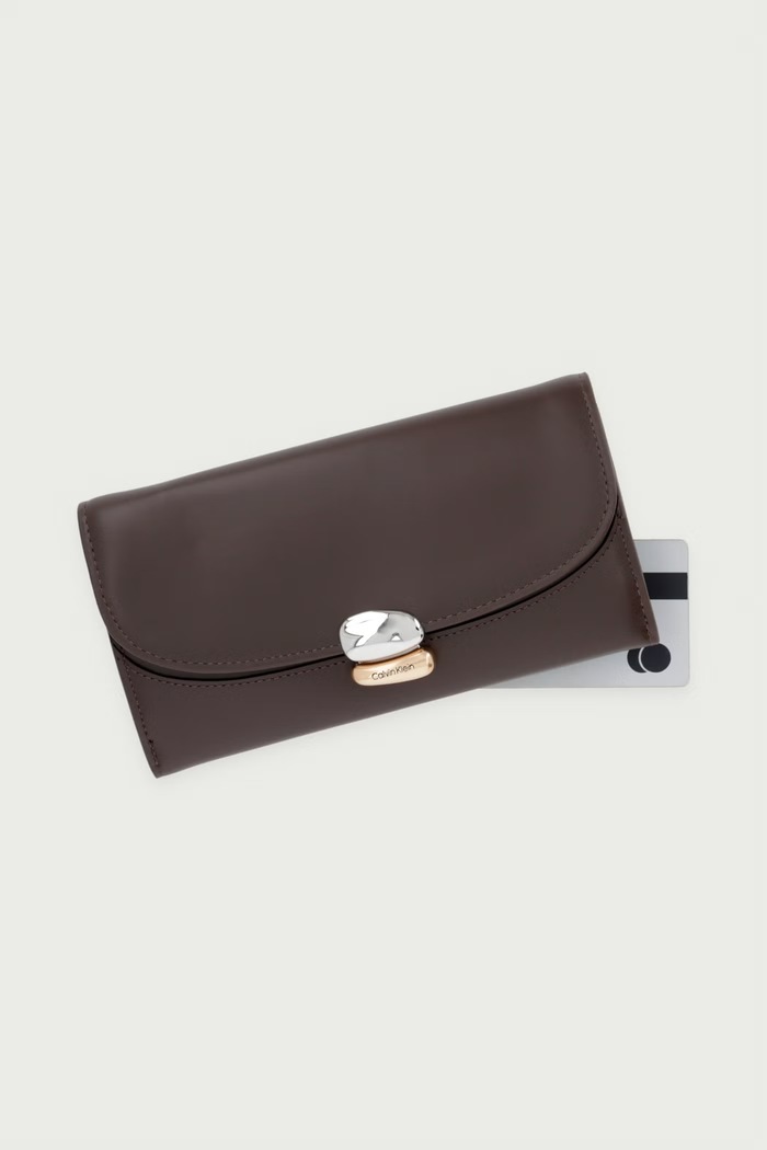 Portfel damski skórzany Calvin Klein LV04F1405G brązowy