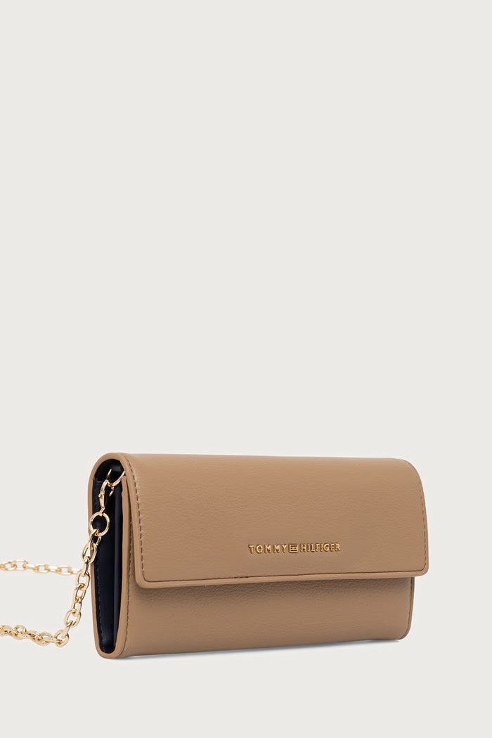 Tommy Hilfiger Portfel damski z imitacji skóry AW0AW19347 beżowy SS27