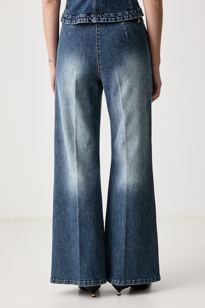 Odzież MUNTHE Jeansy wide leg damskie 264142026409 niebieski