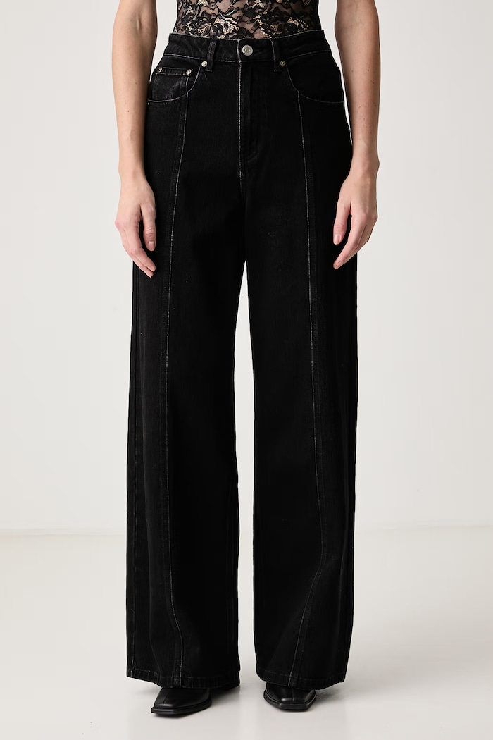 Gestuz Jeansy wide leg damskie szary 10911612