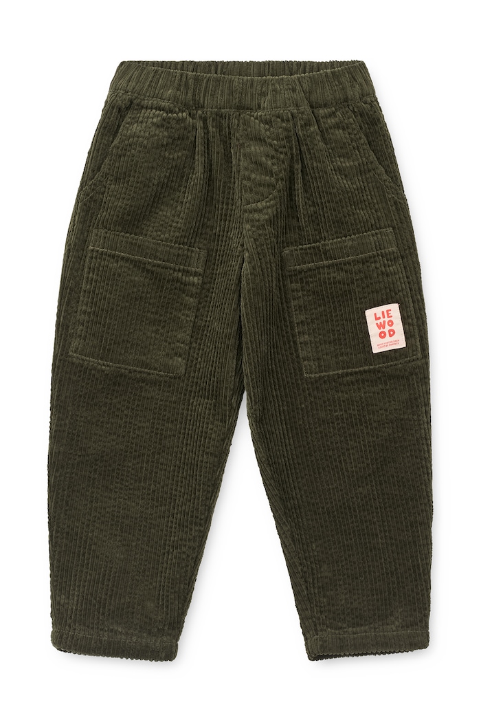 Liewood Dziecięce bawełniane Borris Corduroy Pants w Pockets zielony LW21375.PPY1