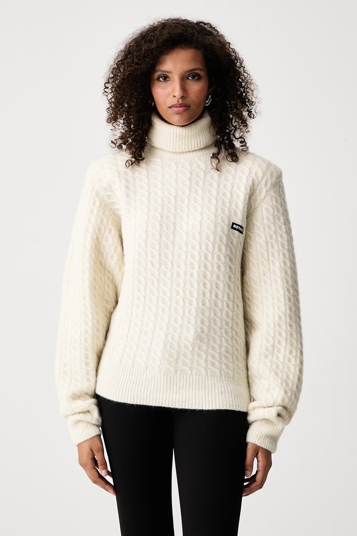 Rotate Sweter damski z wełną beżowy 116907857