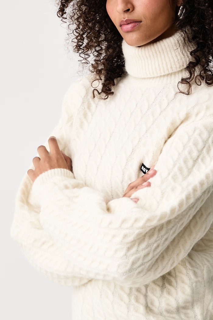 Sweter damski z wełną Rotate 116907857 beżowy