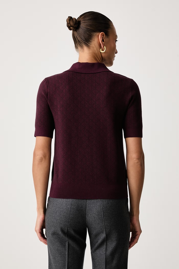 Odzież Calvin Klein Sweter z krótkim rękawem damski z wiskozą LV044J300G bordowy