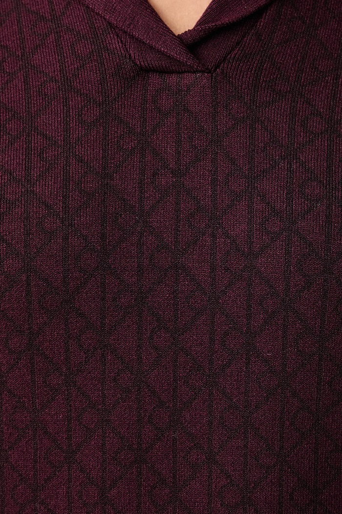 Sweter z krótkim rękawem damski z wiskozą Calvin Klein bordowy LV044J300G