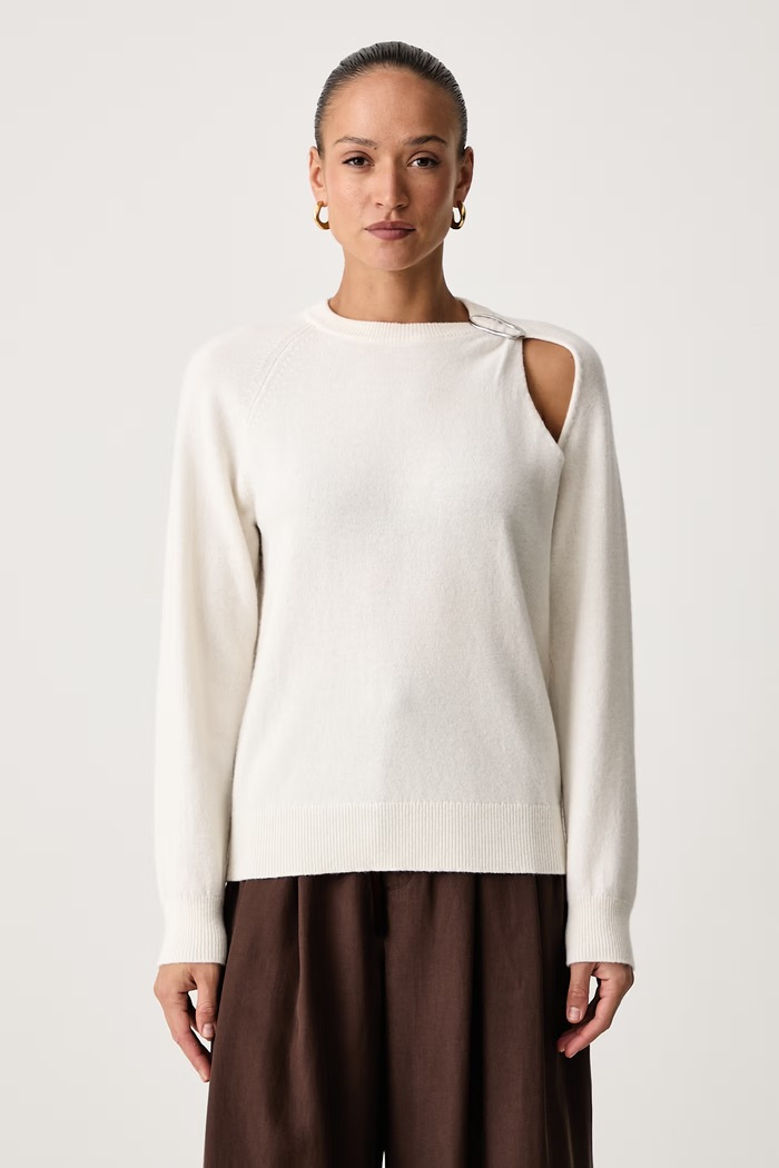 Calvin Klein Sweter damski wełniany beżowy LV044J312G