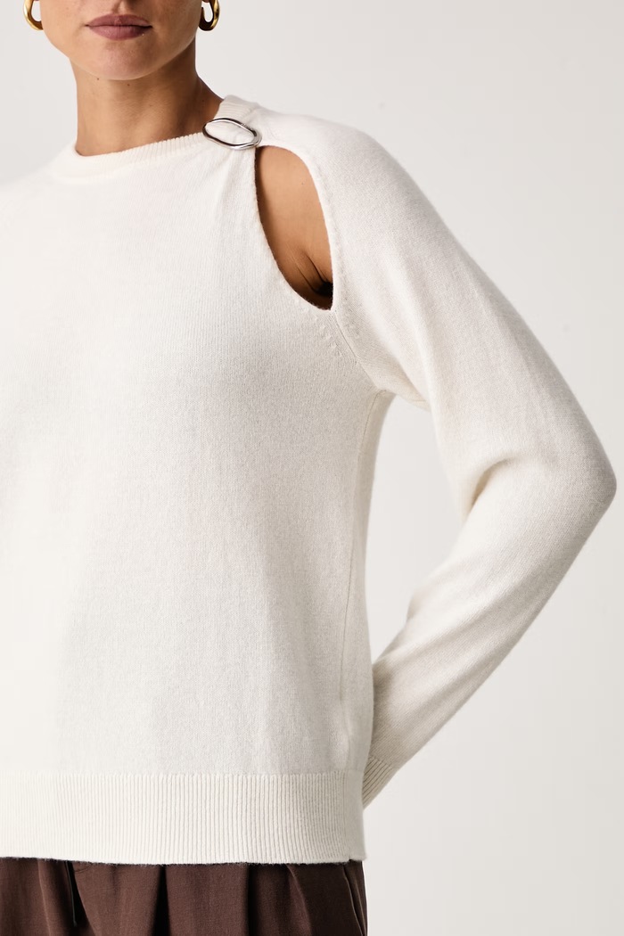 Sweter damski wełniany Calvin Klein LV044J312G beżowy