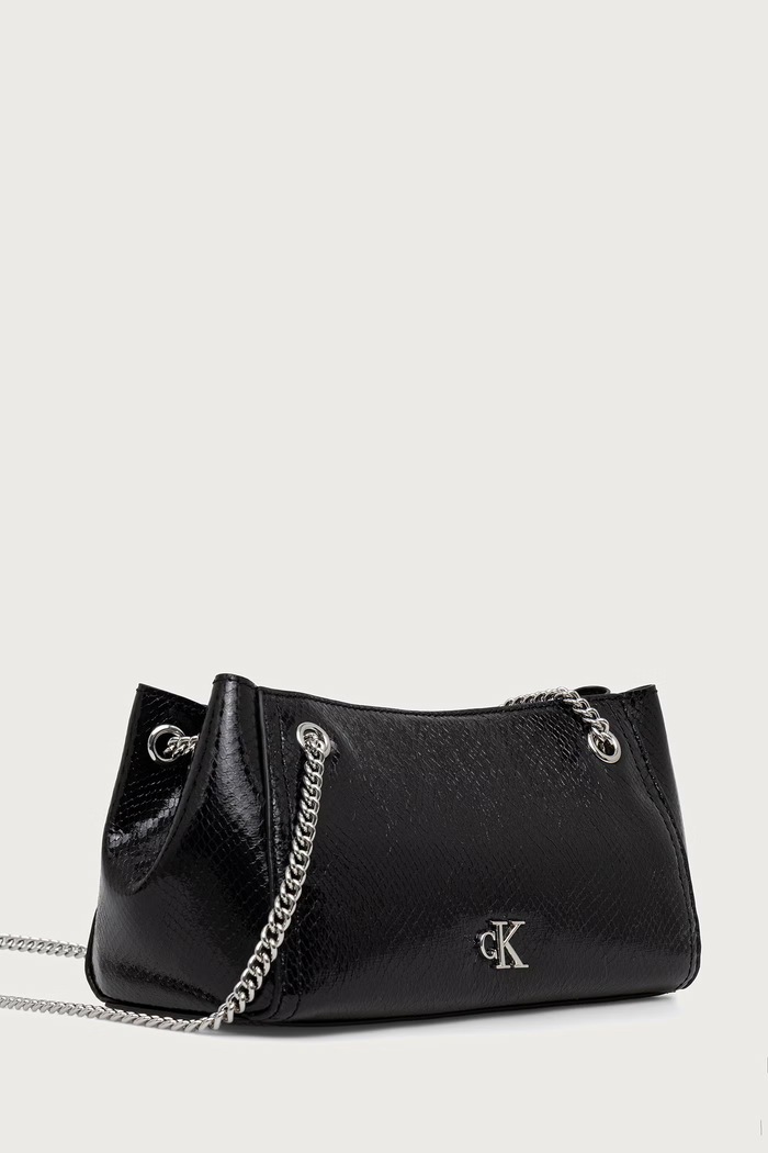 Calvin Klein Torebka bagietka damska z imitacji skóry LV04F3859G czarny SS27