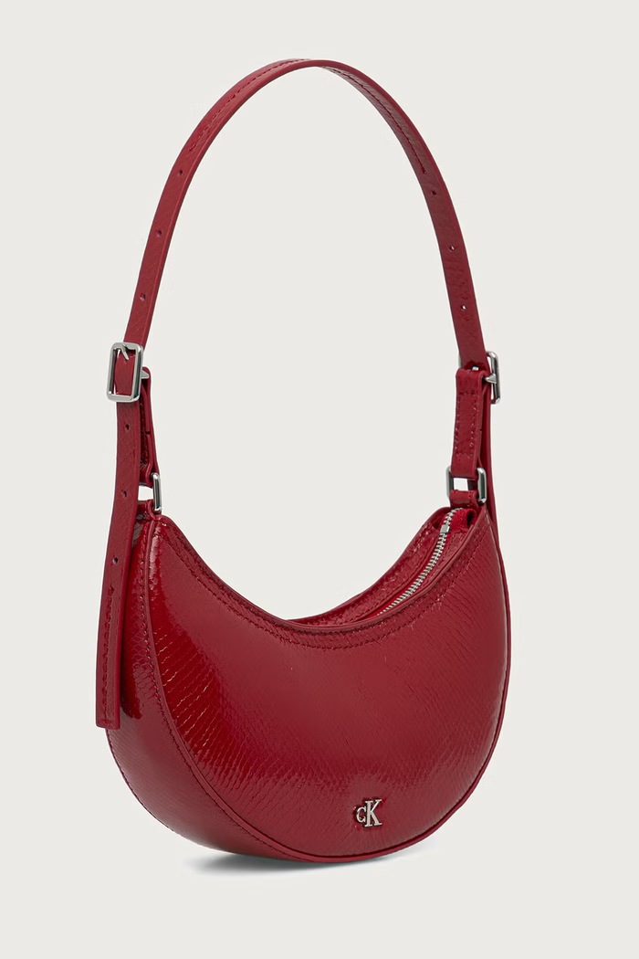 Calvin Klein Torebka hobo damska z imitacji skóry LV04F3860G czerwony SS27