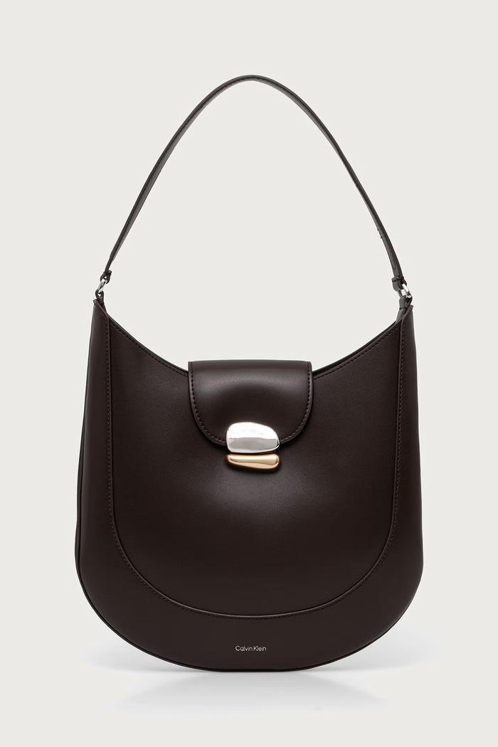 Calvin Klein Torebka tote damska z imitacji skóry brązowy LV04F3865G