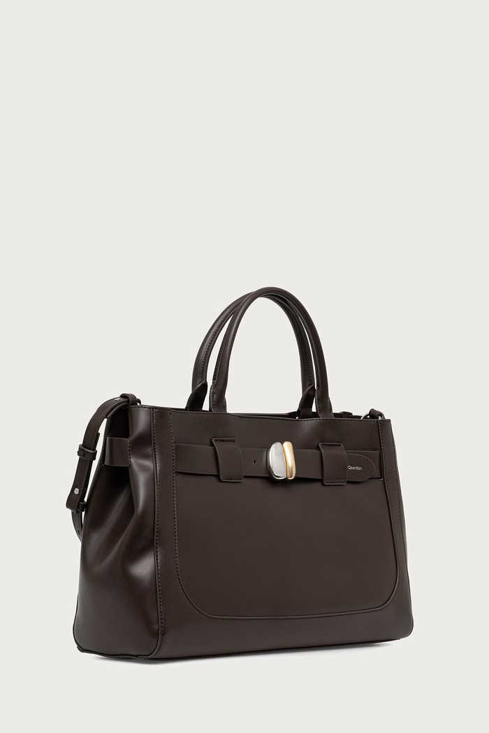 Calvin Klein Torebka shopper damska z imitacji skóry LV04F3866G brązowy SS27