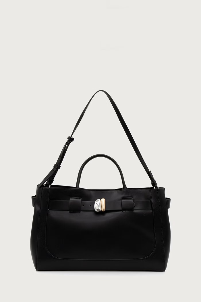 Calvin Klein Torebka shopper damska z imitacji skóry czarny LV04F3866G