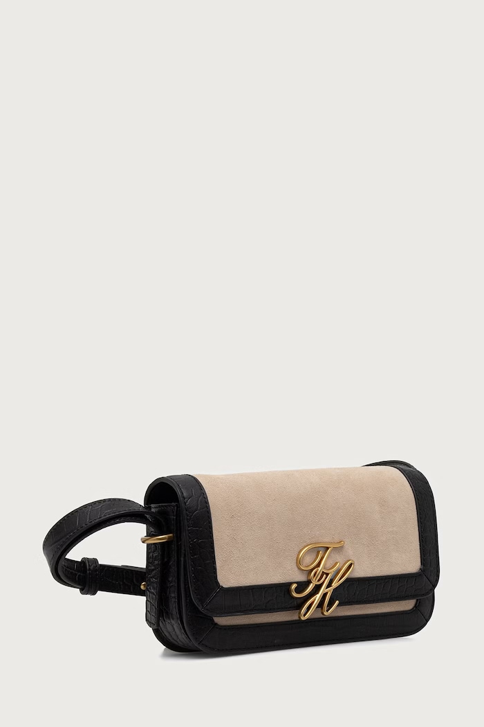 Tommy Hilfiger Torebka crossbody damska zamszowa SCRIPT AW0AW19378 beżowy SS27