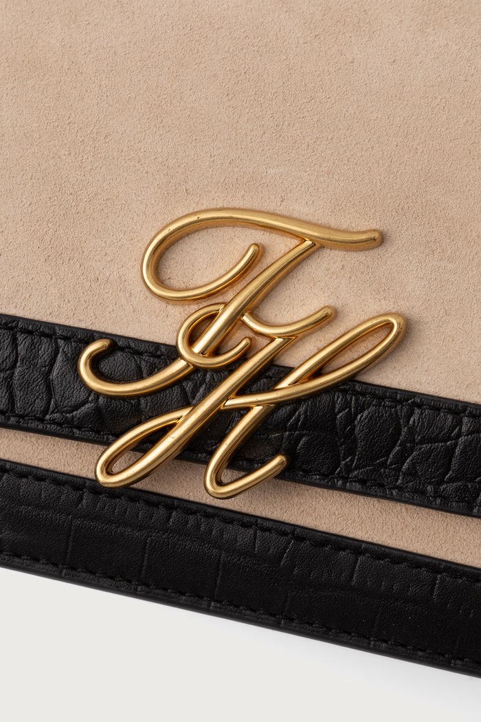 Torebka crossbody damska zamszowa SCRIPT Tommy Hilfiger AW0AW19378 beżowy