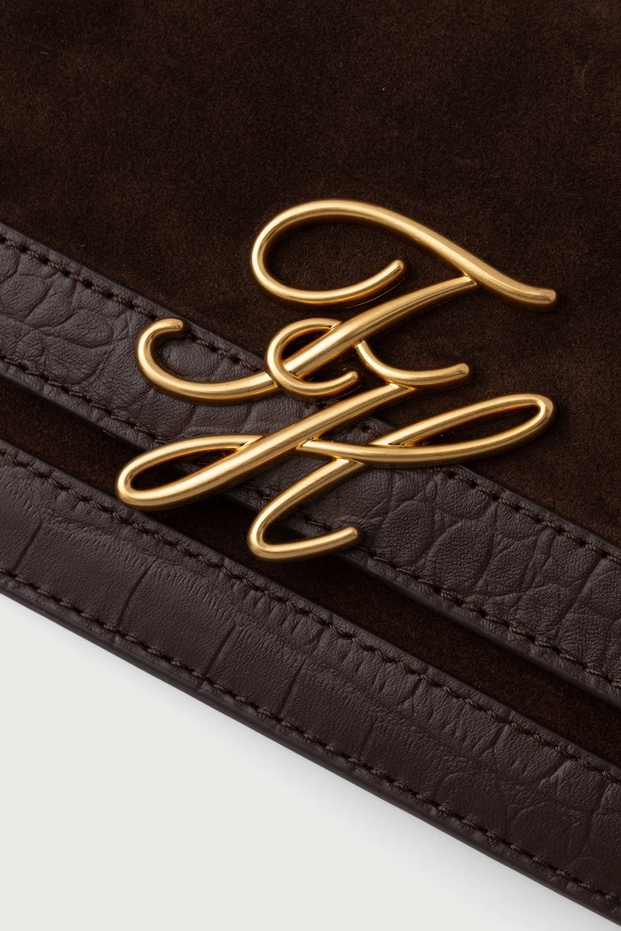Χιαστί γυναικεία δέρμα σουέτ SCRIPT Tommy Hilfiger AW0AW19378 καφέ