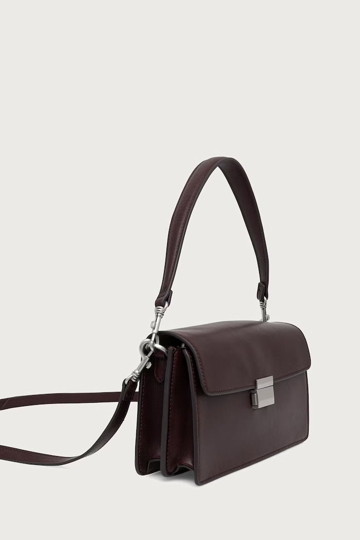 Marc O'Polo Torebka crossbody damska skórzana 5000016289 bordowy SS27