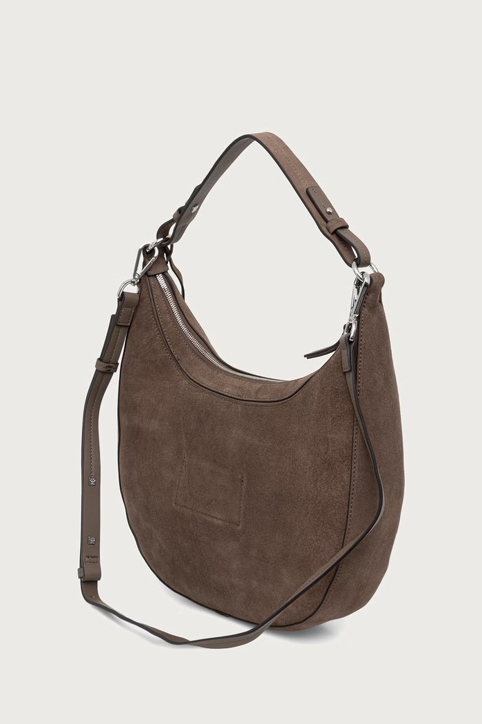 Akcesoria Marc O'Polo Torebka hobo damska zamszowa 5000016388 brązowy