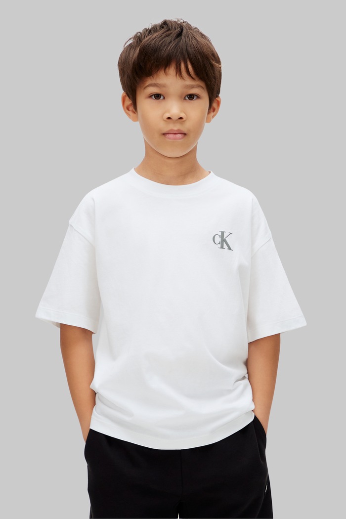 Chłopiec Calvin Klein Jeans T-shirt dziecięcy bawełniany IB0IB02875.128.170.PPY1 biały