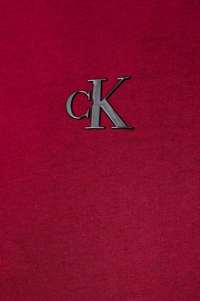 T-shirt damski bawełniany Calvin Klein bordowy LV044J800G