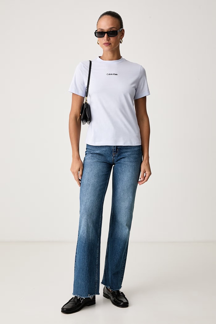 Calvin Klein T-shirt damski bawełniany LV044J802G niebieski SS27