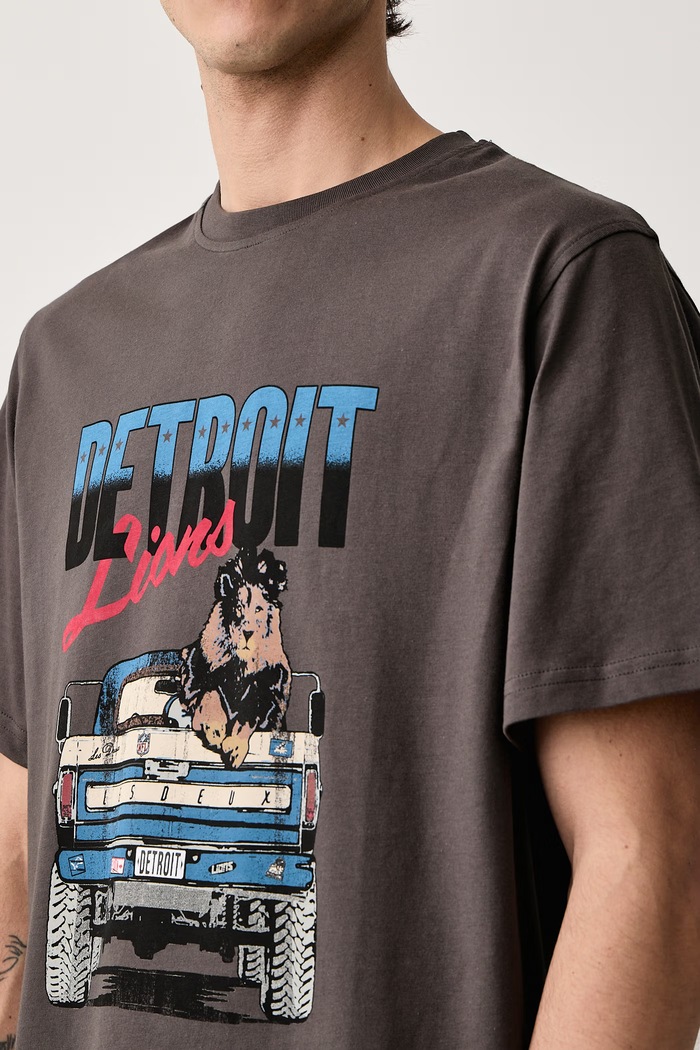 T-shirt męski bawełniany Les Deux x Detroit Lions Les Deux 1003214 szary