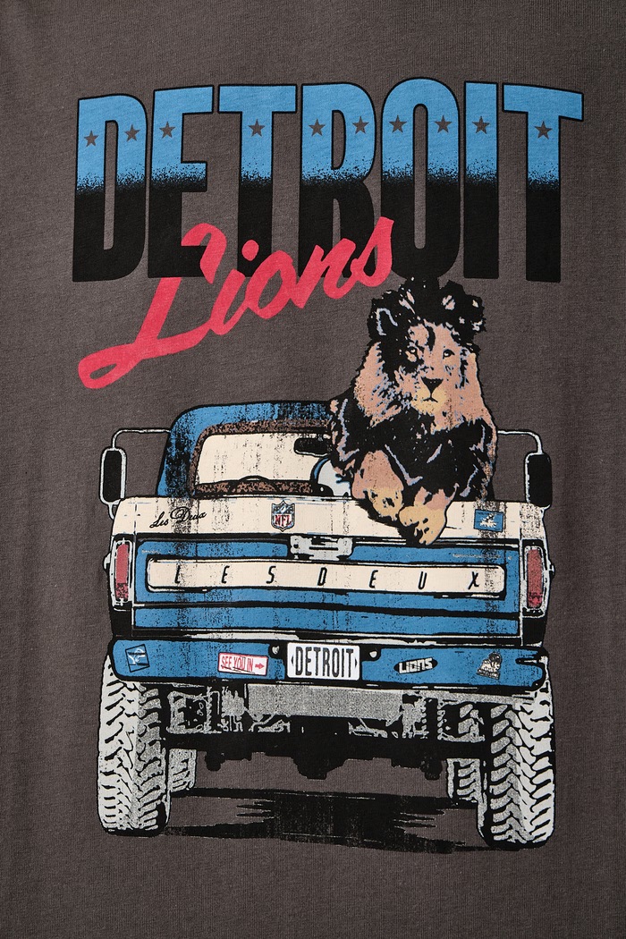 T-shirt męski bawełniany Les Deux x Detroit Lions Les Deux szary 1003214
