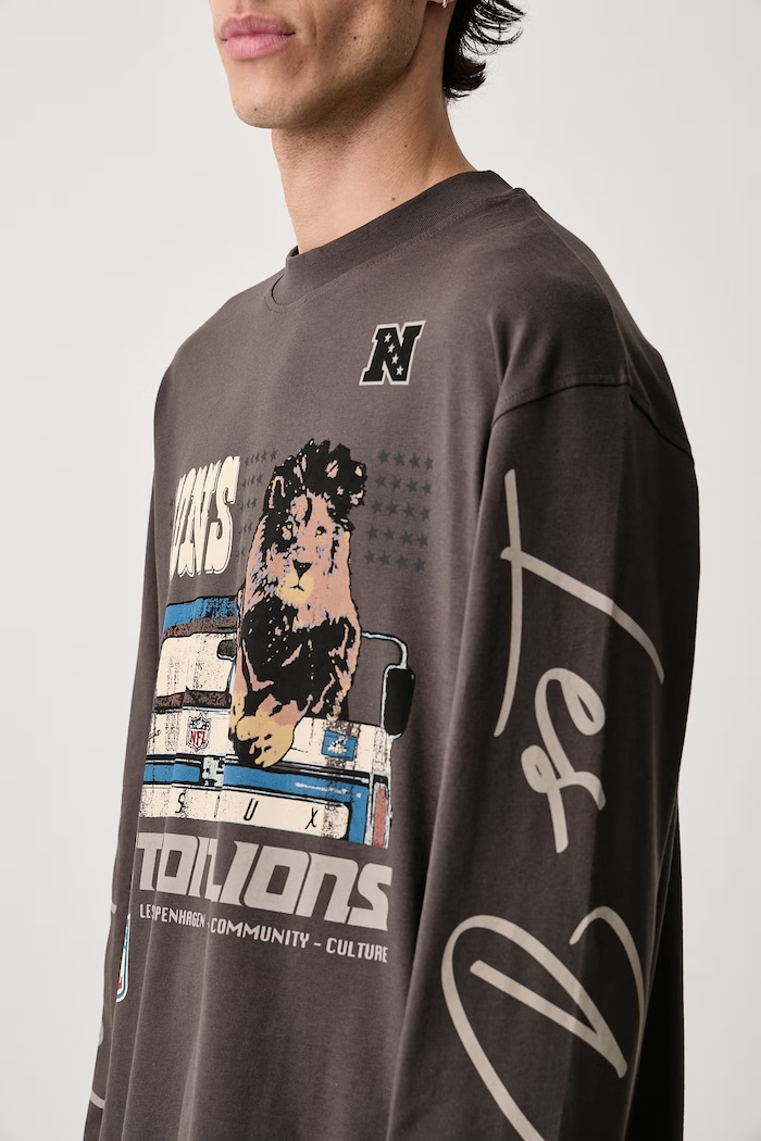 Longsleeve męski bawełniany Les Deux x Detroit Lions Les Deux 1003219 szary