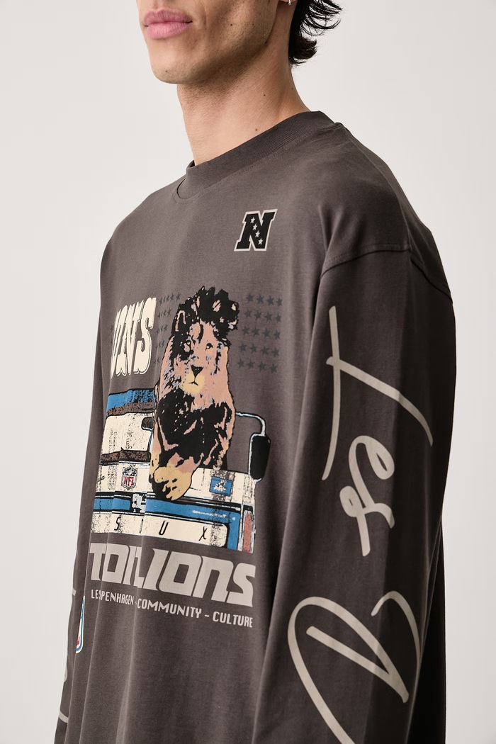 Longsleeve męski bawełniany Les Deux x Detroit Lions Les Deux 1003219 szary