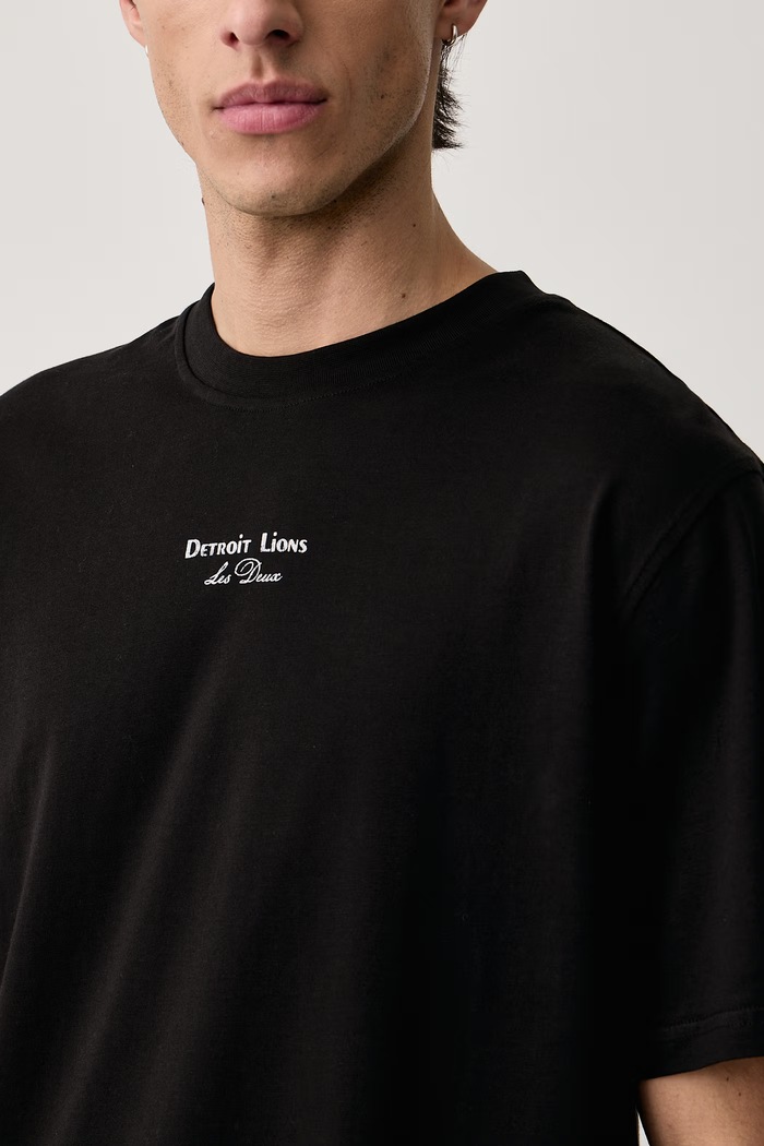 T-shirt męski bawełniany Les Deux x Detroit Lions Les Deux 1003221 czarny