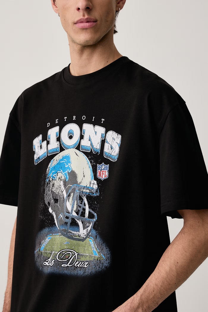 T-shirt męski bawełniany Les Deux x Detroit Lions Les Deux 1003223 czarny