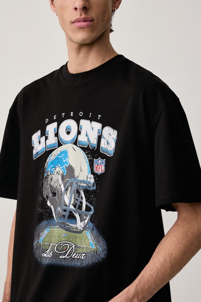 T-shirt męski bawełniany Les Deux x Detroit Lions Les Deux 1003223 czarny