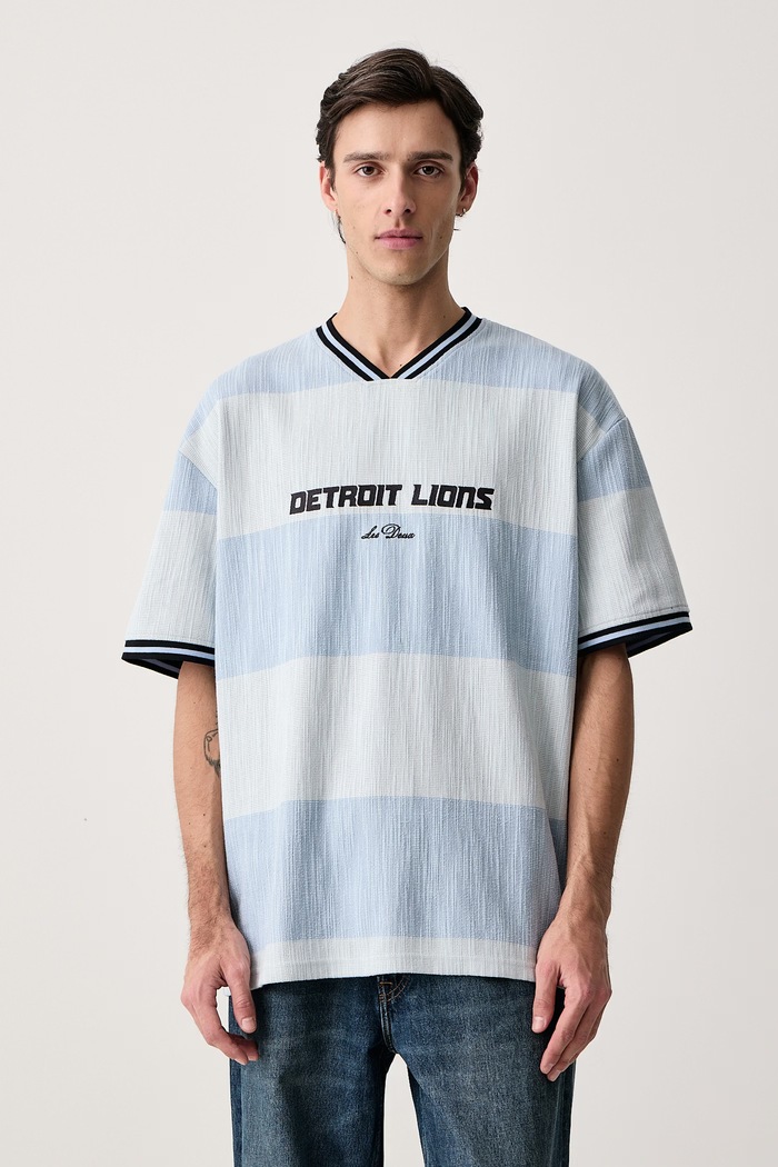Les Deux T-shirt męski Les Deux x Detroit Lions niebieski 1003230