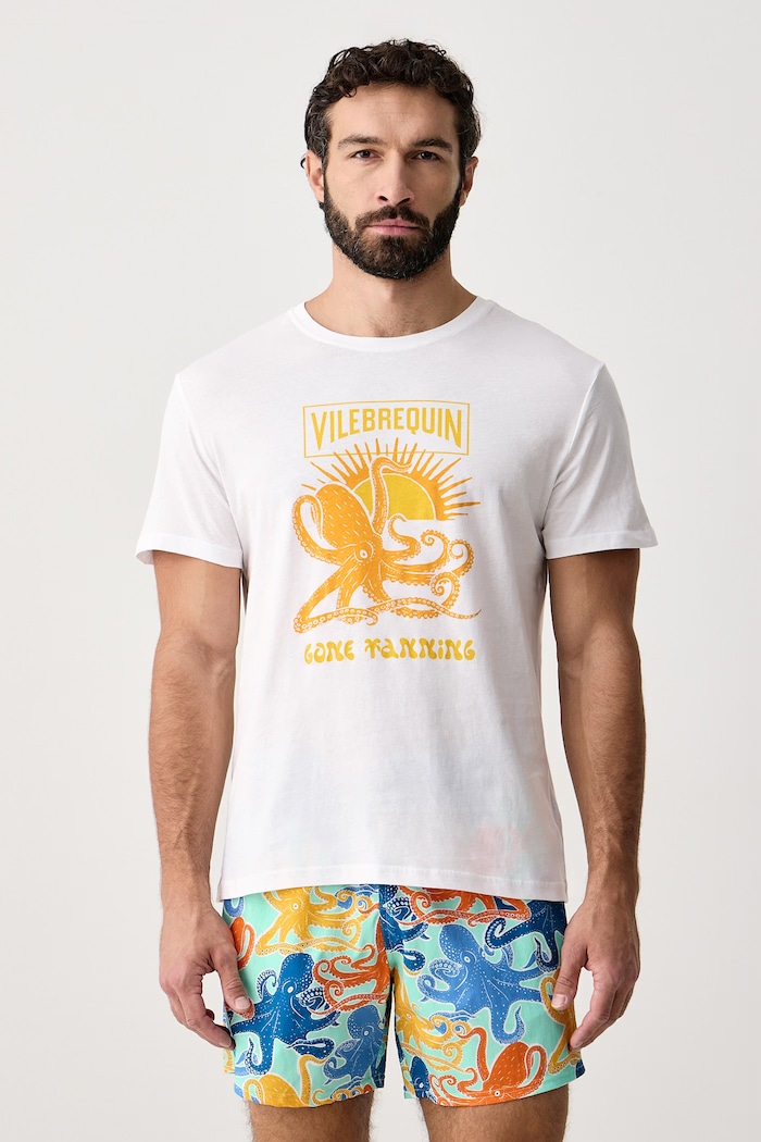 Vilebrequin T-shirt ανδρικό βαμβακερό TEWIS λευκό TWSFP302