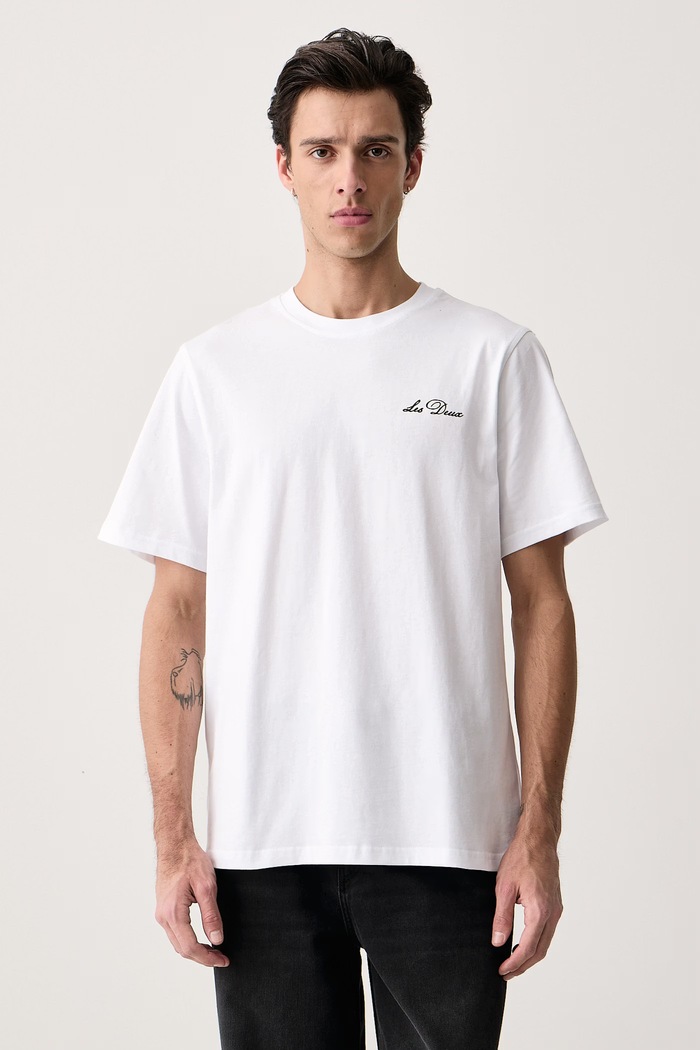 Les Deux T-shirt basic męski bawełniany biały 1002708