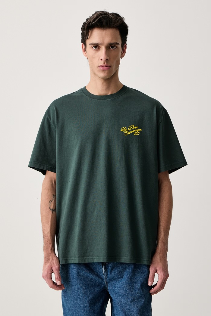 Odzież Les Deux T-shirt męski bawełniany z elastanem 1002710 zielony