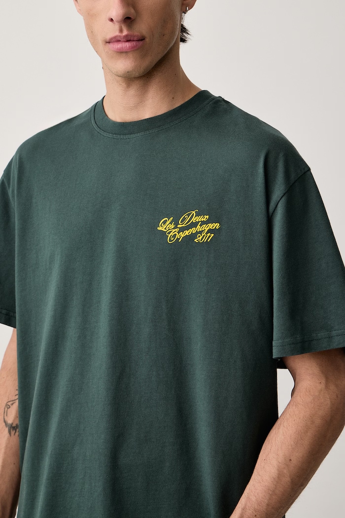 T-shirt męski bawełniany z elastanem Les Deux 1002710 zielony