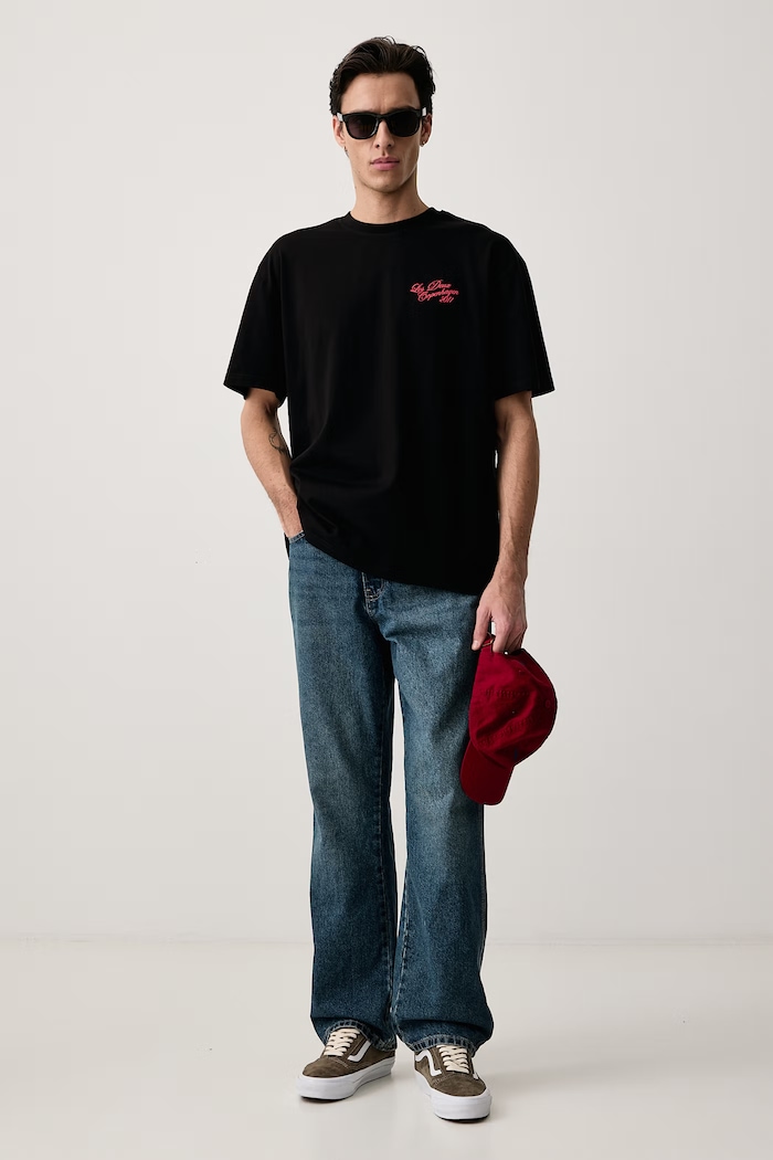 Les Deux T-shirt męski bawełniany z elastanem 1002710 czarny SS27