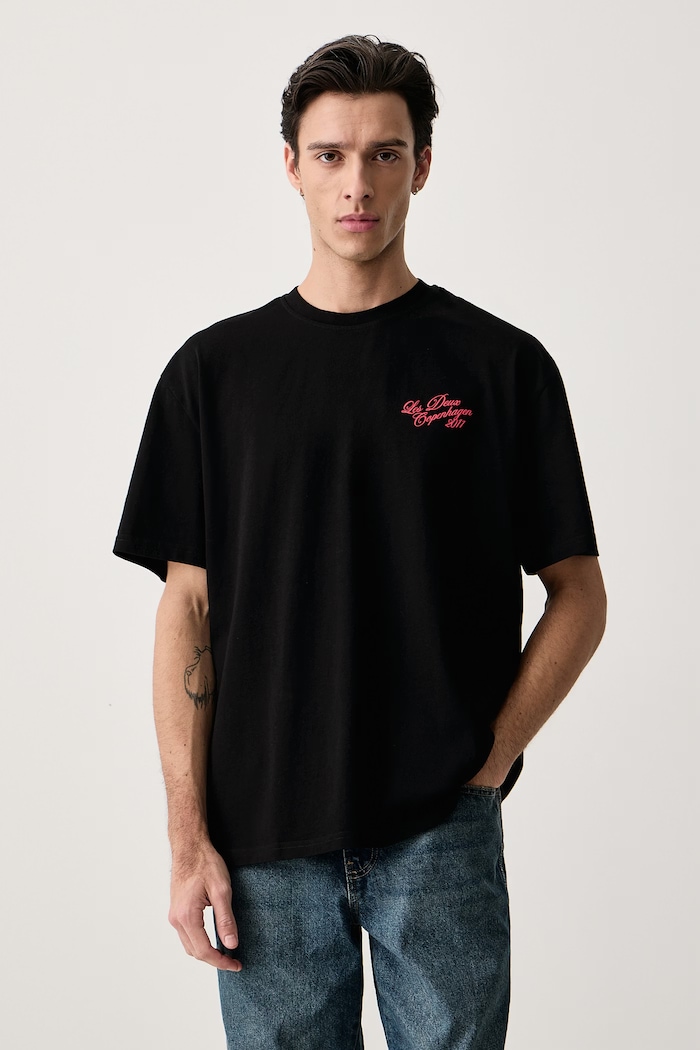 Odzież Les Deux T-shirt męski bawełniany z elastanem 1002710 czarny