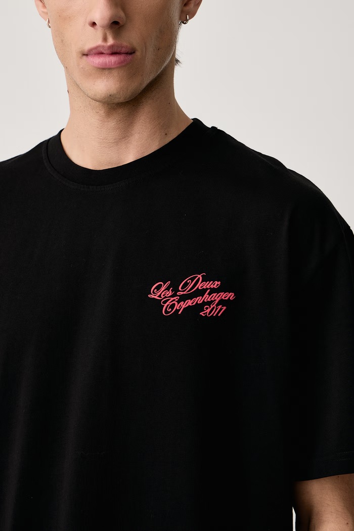 T-shirt męski bawełniany z elastanem Les Deux 1002710 czarny