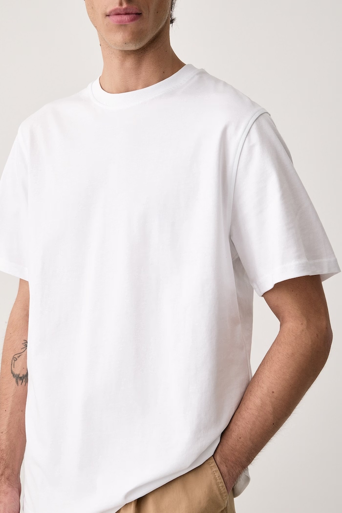 T-shirt męski bawełniany Les Deux 1002722 biały
