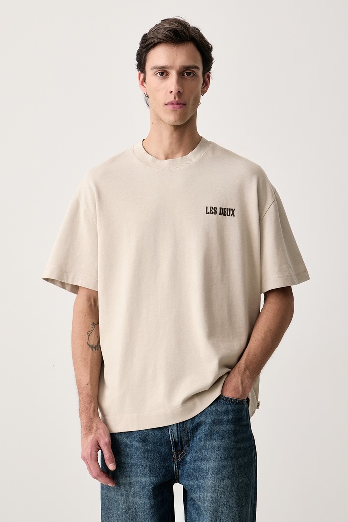 Les Deux T-shirt męski bawełniany 1002750 beżowy SS27