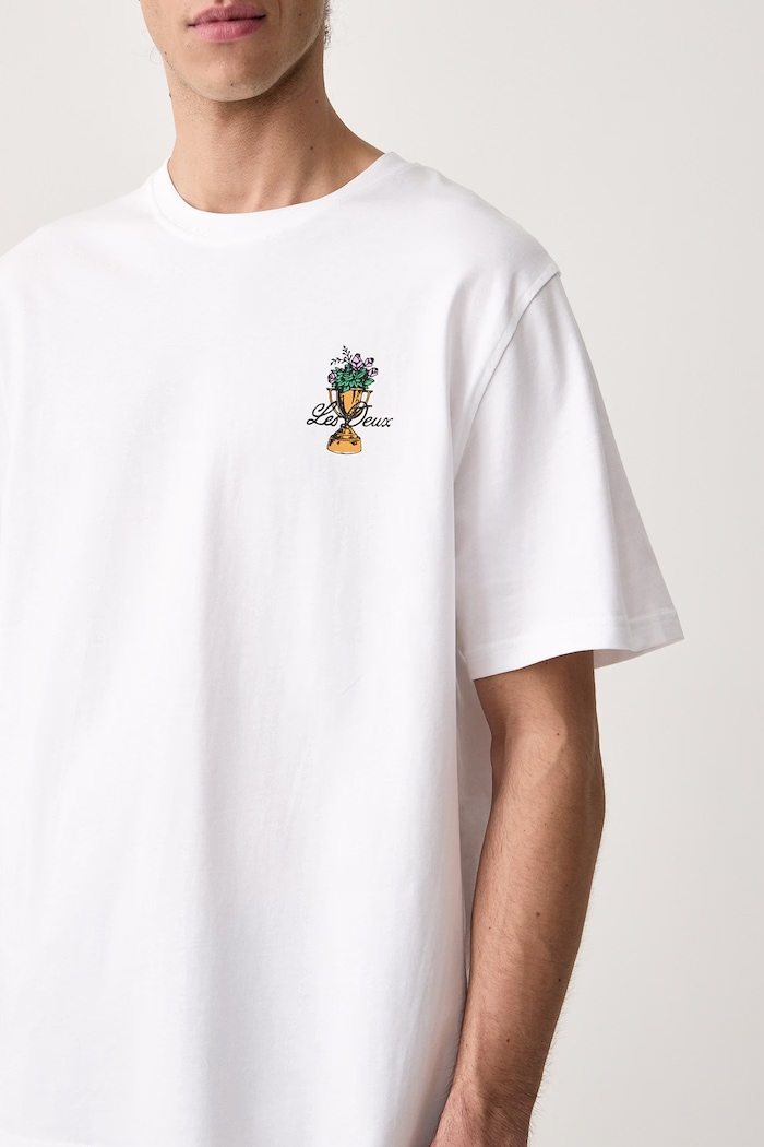 T-shirt męski bawełniany Les Deux 1002753 biały