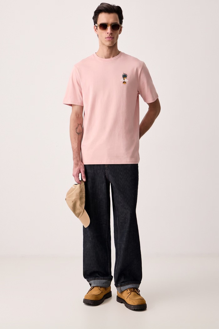 Les Deux T-shirt męski bawełniany 1002753 różowy SS27