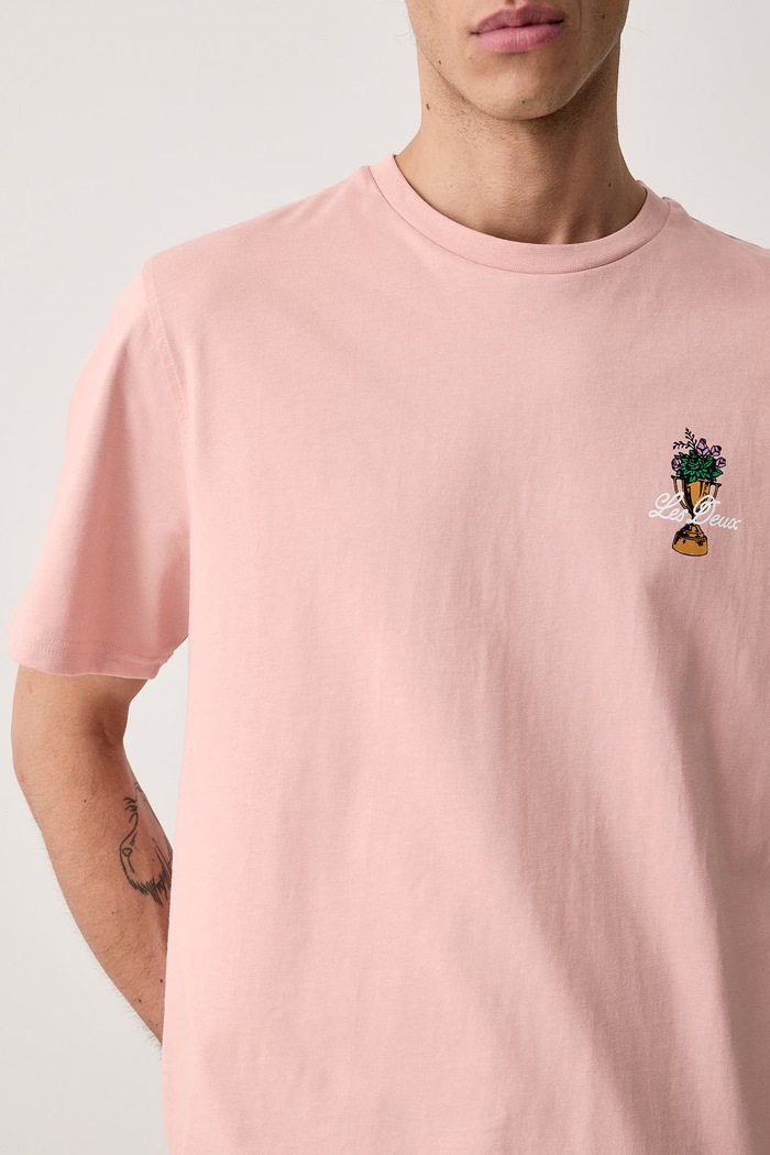 T-shirt męski bawełniany Les Deux 1002753 różowy