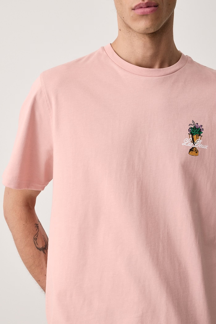 T-shirt męski bawełniany Les Deux 1002753 różowy