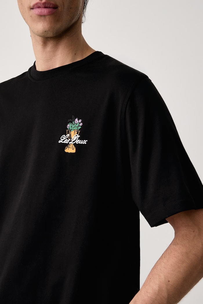 T-shirt męski bawełniany Les Deux 1002753 czarny