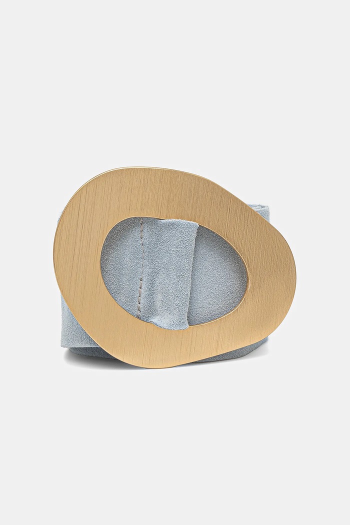 Answear Lab curea din piele intoarsa albastru C010.HWK