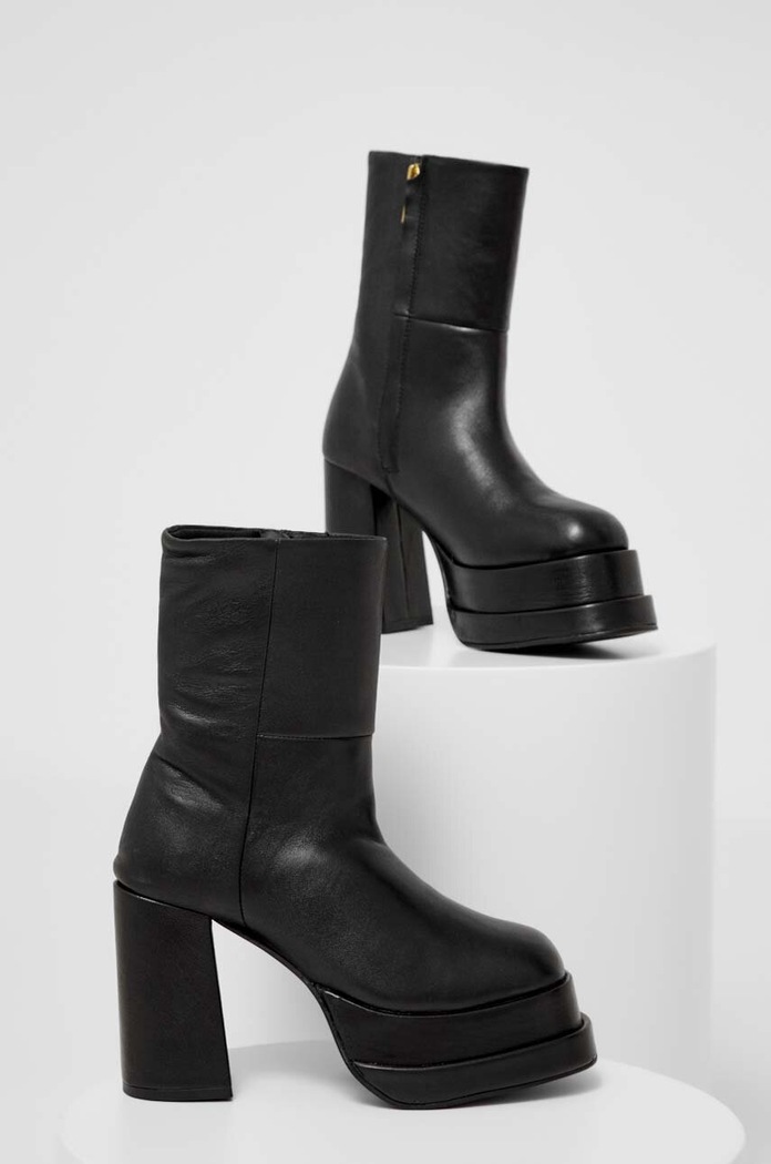 Кожени боти Answear.LAB x limited collection NO SHAME гладка кожа черен AL237.113.5037.AT