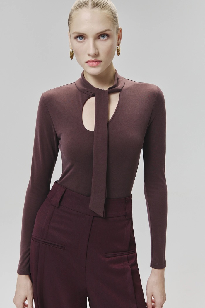 Боди Answear.LAB вталена кафяв WA24.BDD002