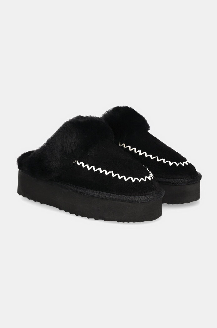 Answear.LAB kapcie zamszowe czarny AW24.11.cd